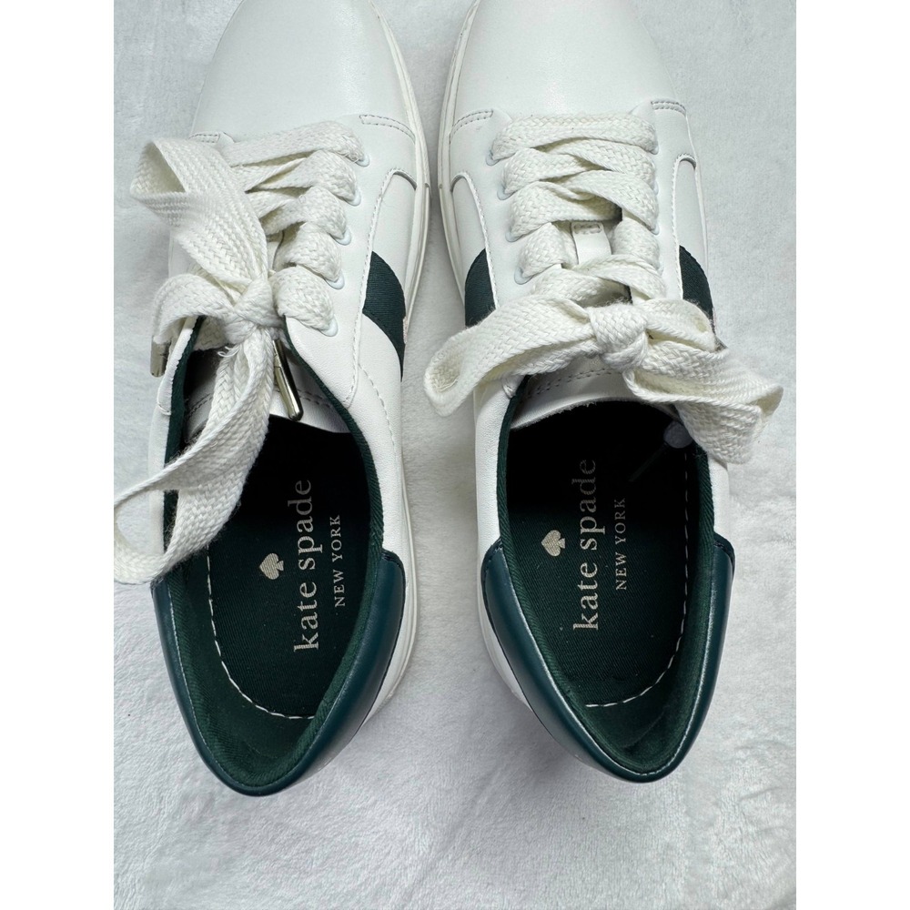 Kate Spade Iggy Low Top Court Logo Leather Sneakers Women's‎ 9B White Lace Up - Picture 2 of 11
